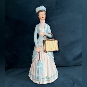 Avon Blue and Pink Porcelain Lady Figurine - The 1980 Albee Award